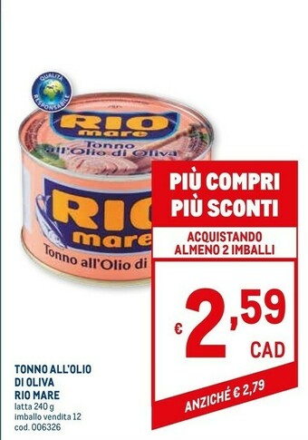 Metro Tonno all'olio di oliva 240 g(ml) offerta