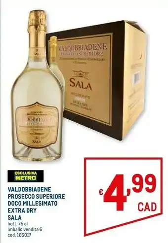 Metro Sala valdobbiadene prosecco superiore docg millesimato extra dry offerta