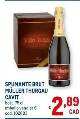 Metro Spumante brut muller thurgau offerta