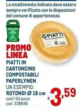 Metro Paperlynen piatti in cartoncino compostabili offerta