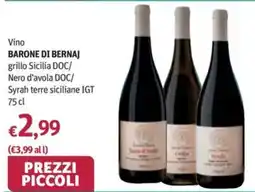 Futura Supermercati Vino Barone Di Bernaj grillo Sicilia DOC/ Nero d'Avola DOC/ Syrah terre siciliane IGT offerta