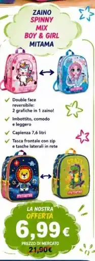 A Casa Mia Zaino Spinny Mix Boy & Girl Mitama offerta