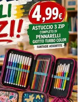 A Casa Mia Astuccio 3 zip completo di pennarelli Giotto Turbo Color offerta