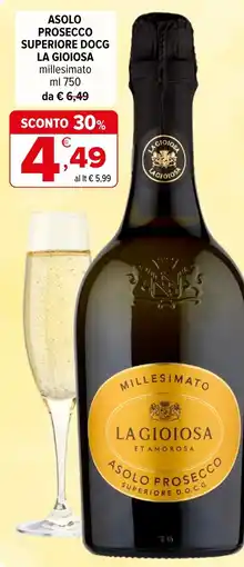 Iperal Asolo Prosecco Superiore DOCG La Gioiosa millesimato offerta