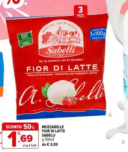 Iperal Mozzarelle fior di latte Sabelli offerta