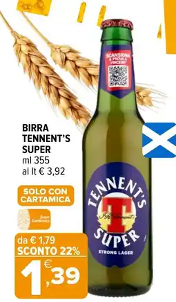 Iperal Birra Tennent's Super offerta