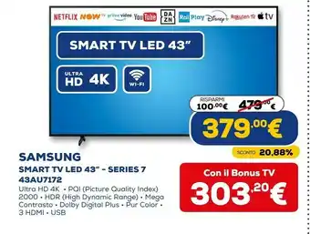 Euronics Smart tv led series 7 43au7172 offerta