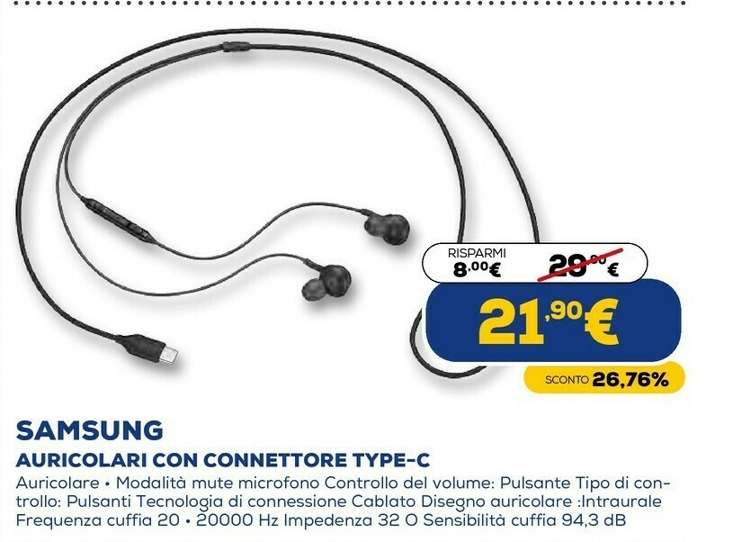 Auricolari con connettore di tipo c offerta di Euronics
