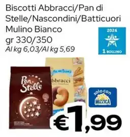 MAX Supermercati Biscotti Abbracci/Pan di Stelle/Nascondini/Batticuori Mulino Bianco offerta