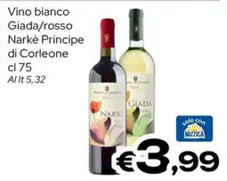 MAX Supermercati Vino bianco Giada/rosso Narkè Principe di Corleone offerta