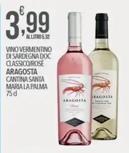 Iper Romagnolo Vino Vermentino di Sardegna DOC Classico/Rosè Aragosta offerta