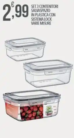 Iper Romagnolo Set 3 contenitori salvaspazio in plastica con sistema lock offerta