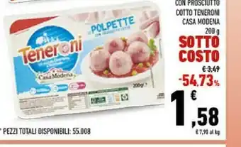 Conad Polpette con prosciutto cotto teneroni offerta