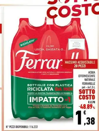 Conad Acqua minerale effervescente naturale 1500 g(ml) offerta