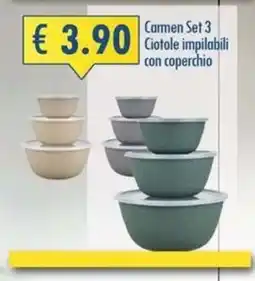 Magika Shop Carmen Set 3 Ciotole impilabili con coperchio offerta