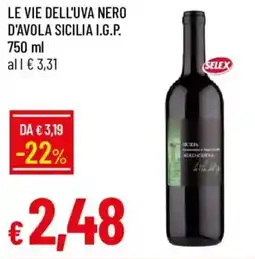 Galassia Le vie dell'uva nero d'avola sicilia i.g.p. Selex offerta