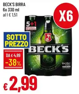 Galassia Beck's birra offerta