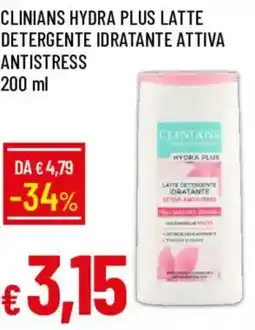 Galassia Clinians Hydra Plus latte detergente idratante attiva antistress offerta