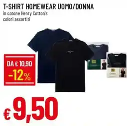 Galassia T-shirt homewear uomo/donna in cotone Henry Cotton's offerta