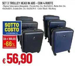 Galassia Set 3 trolley head in abs offerta