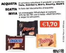 Mercatò Twix, Snickers, Mars, Bounty, M&M's offerta