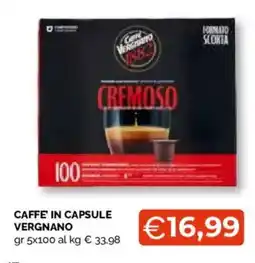 Mercatò Extra Caffè in capsule Vergnano Cremoso offerta