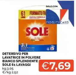 Mercatò Detersivo per lavatrice in polvere bianco splendente Sole 61 lavaggi offerta