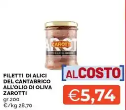 Mercatò Filetti di alici del cantabrico all'olio di oliva Zarotti offerta