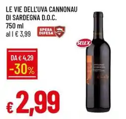 IperFamila Le vie dell'uva cannonau di Sardegna D.O.C. Selex offerta
