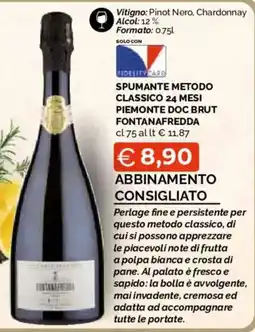 Mercatò Extra Spumante metodo classico 24 mesi Piemonte DOC Brut Fontanafredda offerta