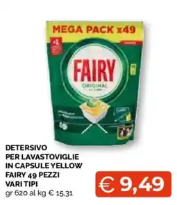 Mercatò Extra Detersivo per lavastoviglie in capsule yellow fairy 49 pezzi offerta