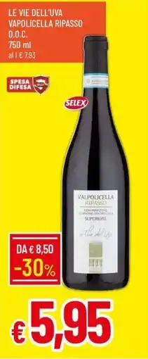 IperFamila Le Vie dell'Uva Valpolicella Ripasso offerta