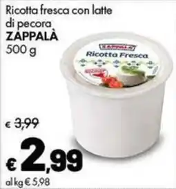 Supermercati Vinci Ricotta fresca con latte di pecora Zappalà offerta