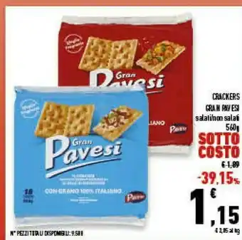 Conad Superstore Gran pavesi crackers a ridotto contenuto di grassi 560 g(ml) offerta