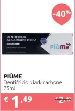 PiùMe Dentifricio black carbone Piùme offerta