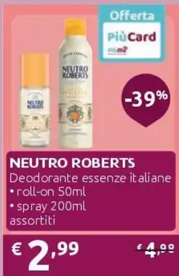 PiùMe Neutro Roberts Deodorante essenze italiane offerta