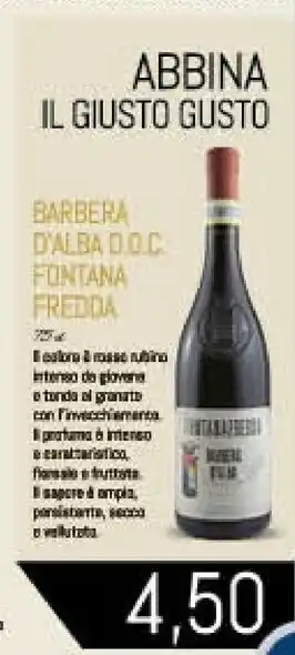 Conad Superstore Fontana fredda barbera d'alba doc 750 ml offerta