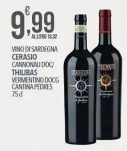 Iper Nonna Isa Vino di Sardegna Cerasio Cannonau DOC/Thilibas Vermentino DOCG Cantina Pedres offerta