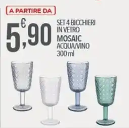 Iper Nonna Isa Set 4 bicchieri in vetro mosaic acqua/vino offerta