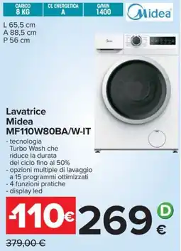 Carrefour Iper Lavatrice Midea MF110W80BA/W-IT offerta