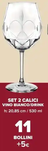 Carrefour Iper Set 2 calici vino bianco/drink offerta