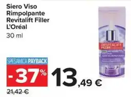 Carrefour Iper Siero Viso Rimpolpante Revitalift Filler L'Oréal offerta