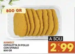 Mercati di Città La Prima Avimecc cotoletta di pollo con spinaci offerta