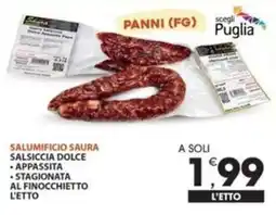 Mercati di Città La Prima Salumificio Saura Salsiccia dolce appassita stagionata al finocchietto offerta