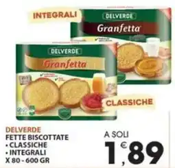 Mercati di Città La Prima Delverde fette biscottate classiche integrali offerta