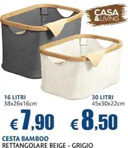Europlanet Casa Cesta bamboo rettangolare beige - grigio offerta