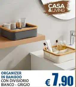 Europlanet Casa Organizer in bamboo con divisiorio bianco - grigio offerta