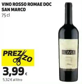 Coop San marco vino rosso romae doc 750 ml offerta