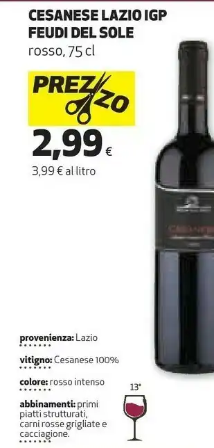 Coop Cesanese lazio igp offerta