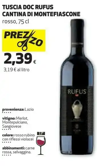 Coop Cantina di montefiascone tuscia doc rufus offerta